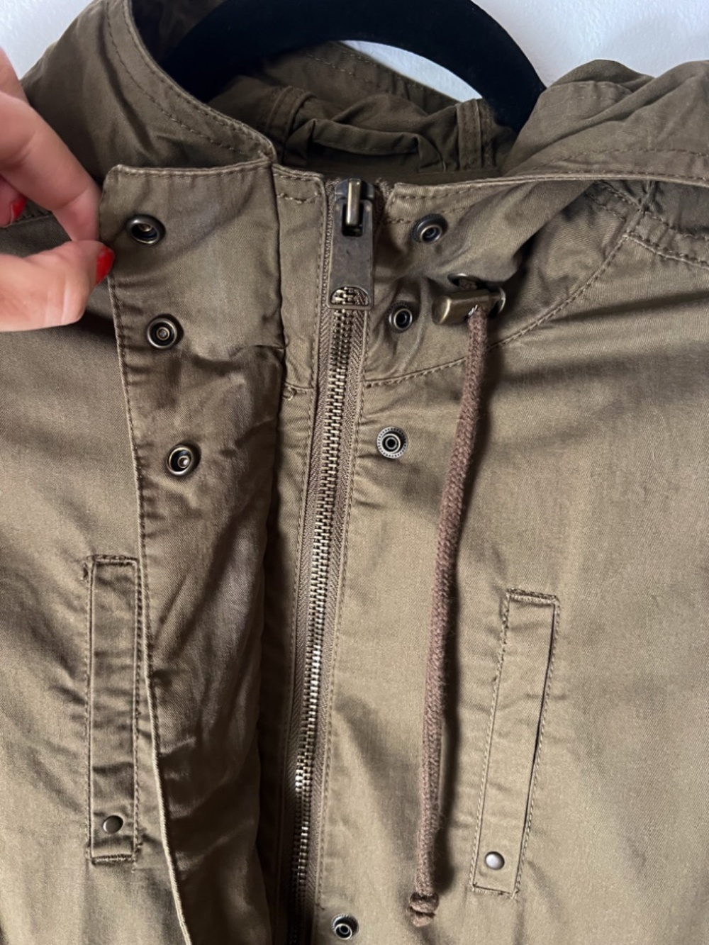 Love Tree Olive Green Utility Anorak Field Jacket Hooded Cargo Military Small - Picture 4 of 12